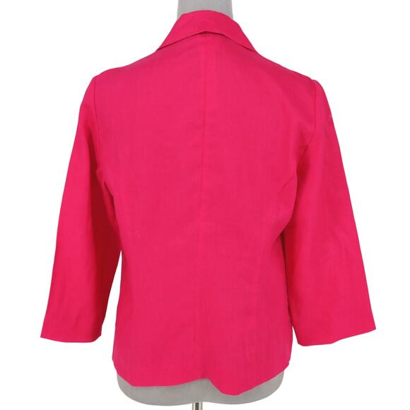 Chicos Jacket 0 Womens 4 Small Linen Pink Embroidered Cut Outs Open Lightweight - Picture 2 of 16